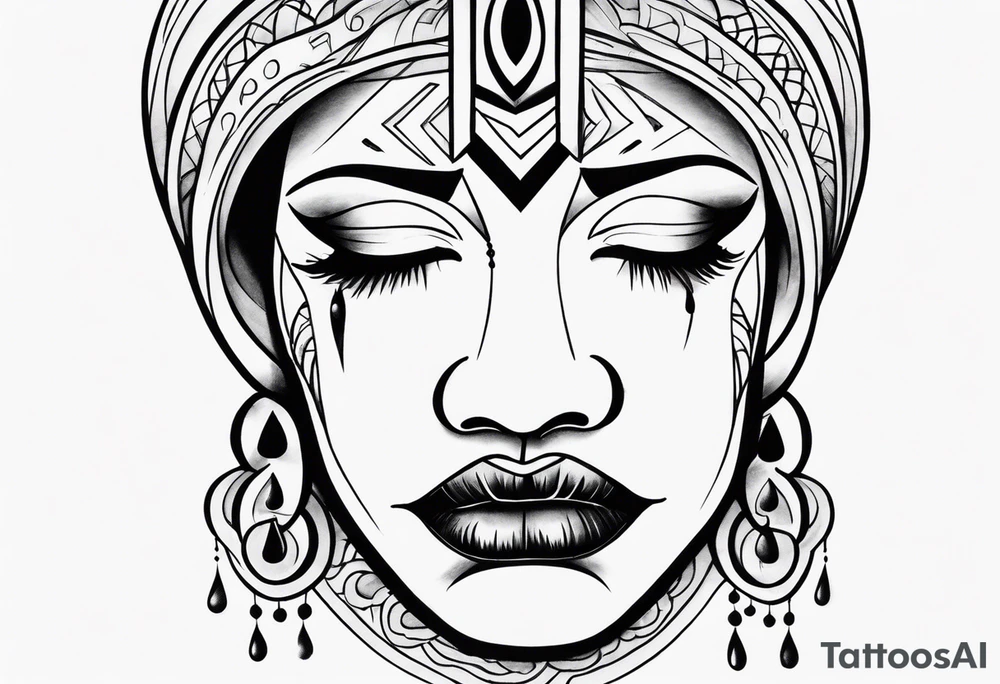 Crying face Chicano tattoo idea