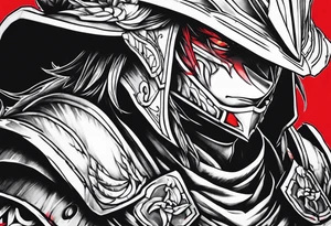 Goblin slayer anime tattoo in black with red streaks tattoo idea