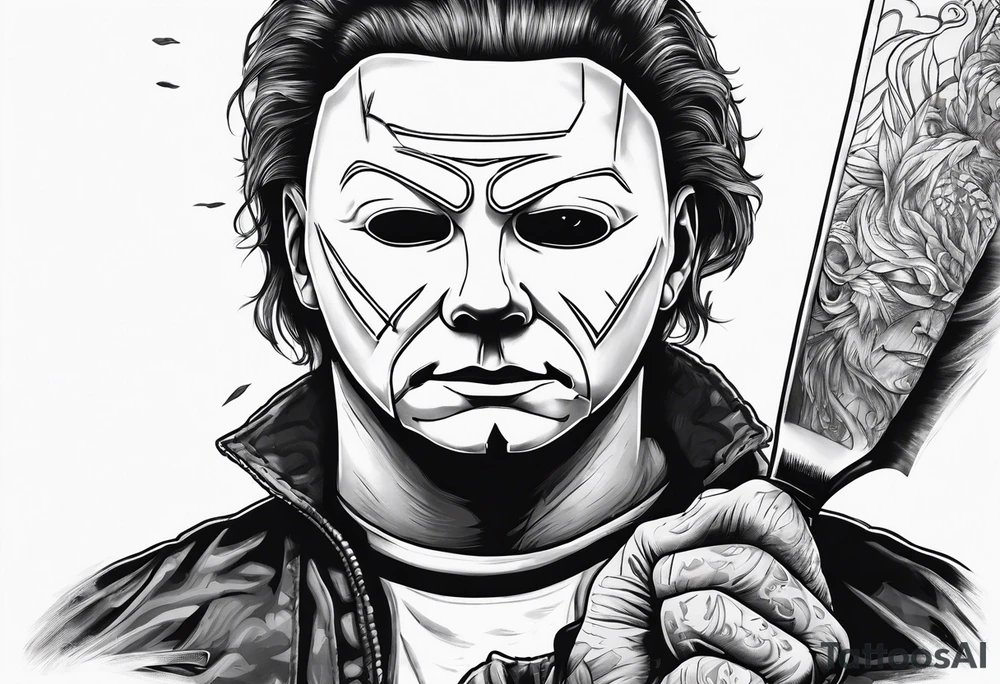 Michael Myers holding a knife tattoo idea