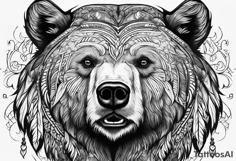 Bear face tattoo idea