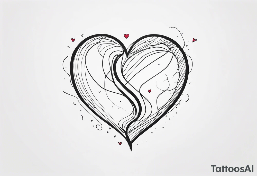 simple broken heart fine 
line tattoo idea