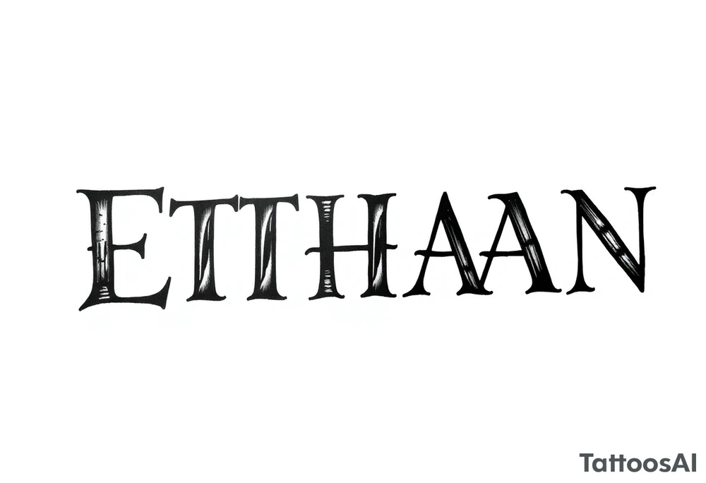 The name Ethan in different writing styles tattoo idea