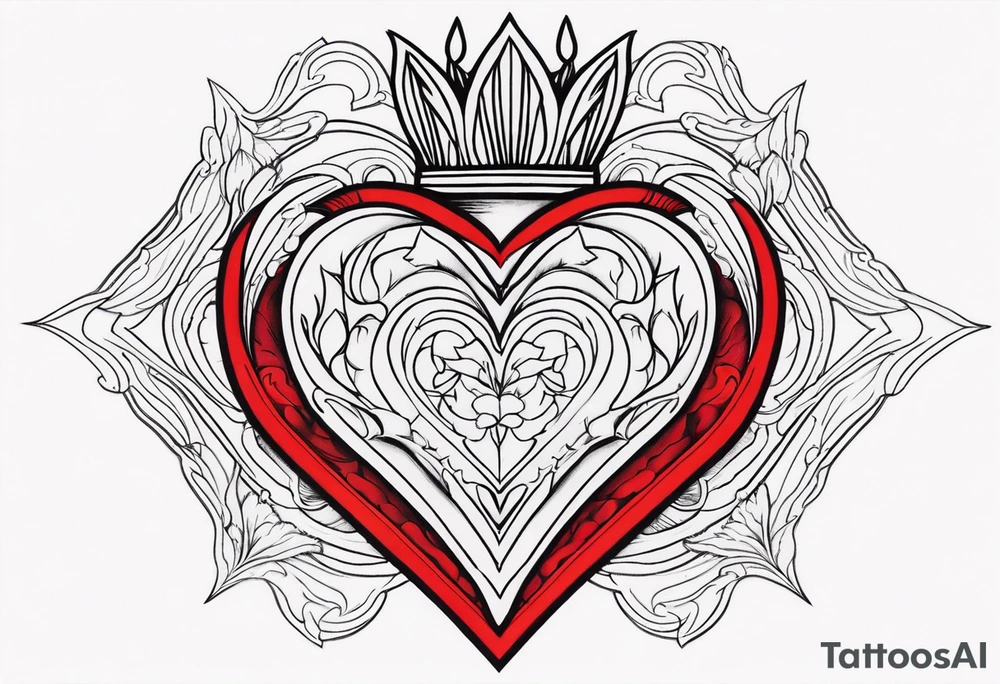Sacred Heart with red flames tattoo idea