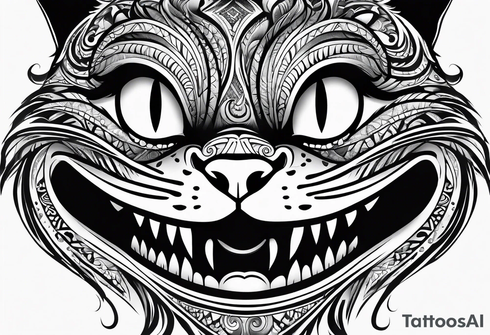 cheshire cat, big smile, eyes and mouth only tattoo idea