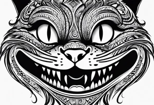 cheshire cat, big smile, eyes and mouth only tattoo idea