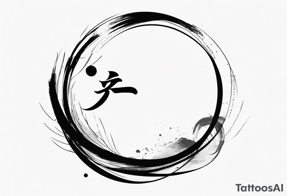 Enso circle with chinese letters around tattoo idea