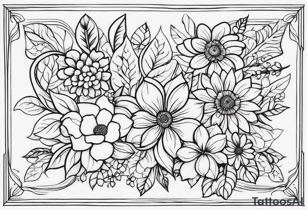 ornaments of flowers tattoo idea
