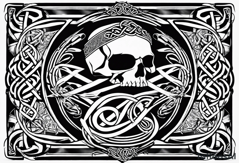 Cheers Mate text, armband +Celtic +Cancer Ribbon +tribal +artistic tattoo idea