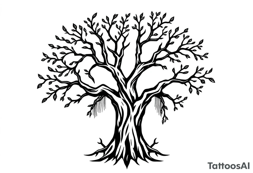 Laurel oak with Spanish moss in a cemetery tattoo idea