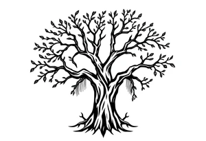 Laurel oak with Spanish moss in a cemetery tattoo idea