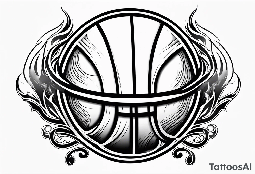 Basketball wit flames tattoo idea