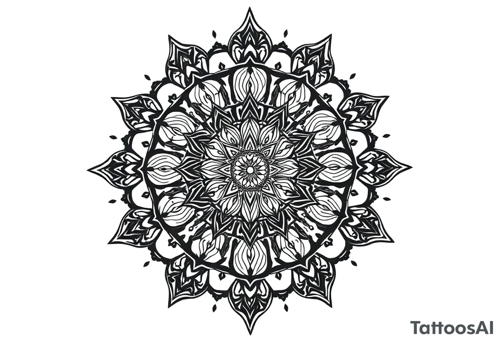 long mandala shaman and witch style mytical with ancient rhyme tattoo idea
