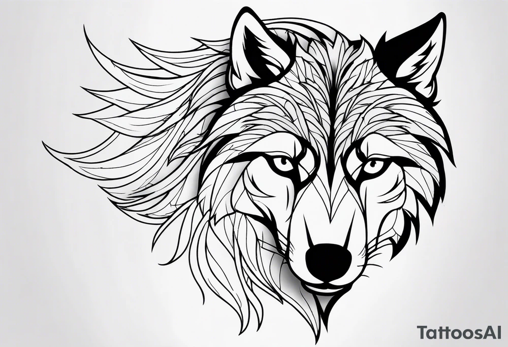 powerful majestic Wolf, close-up flash tattoo idea