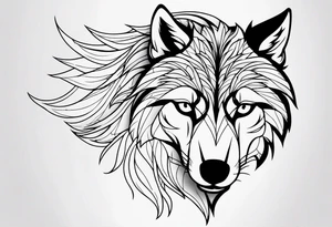 powerful majestic Wolf, close-up flash tattoo idea