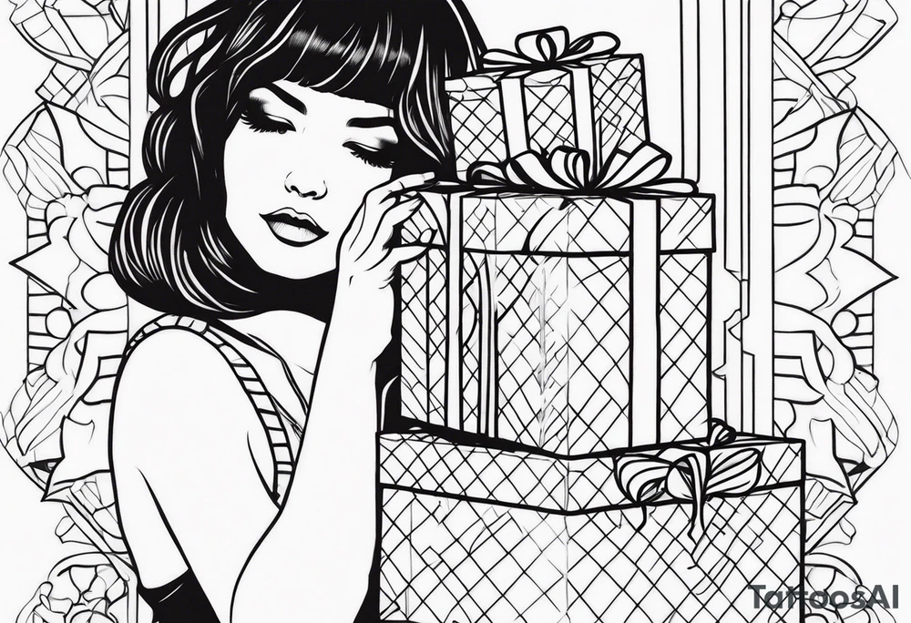 girl with presents tattoo idea