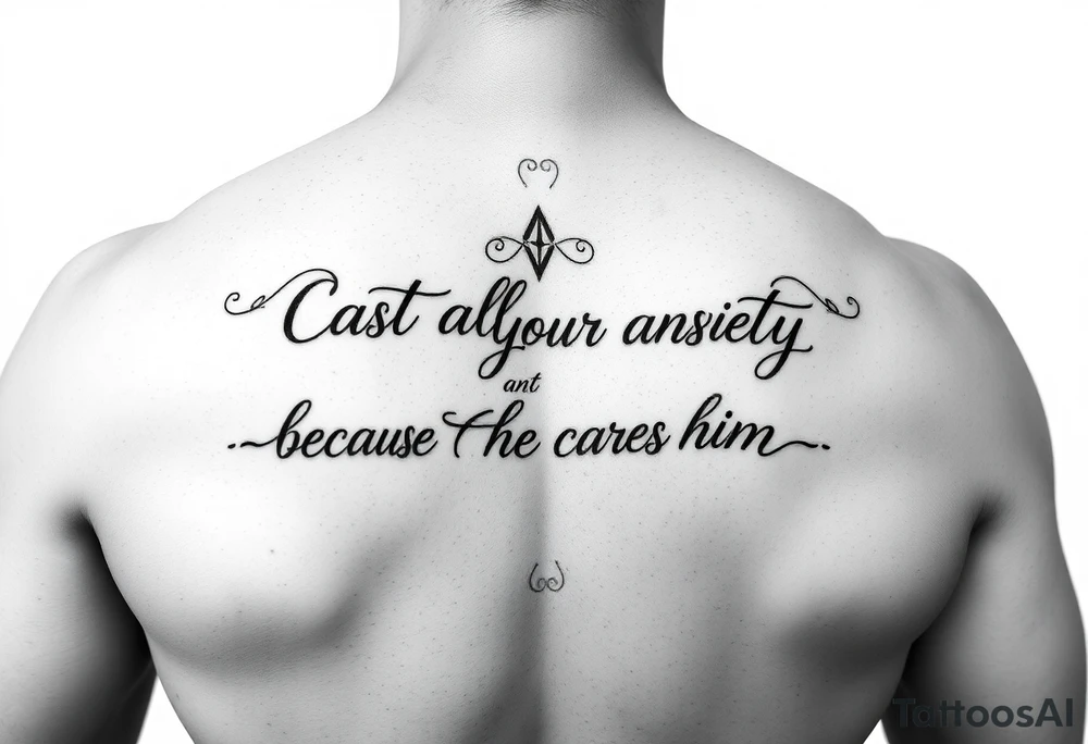 cast all your anxiety on him because he cares for you" tattoo idea