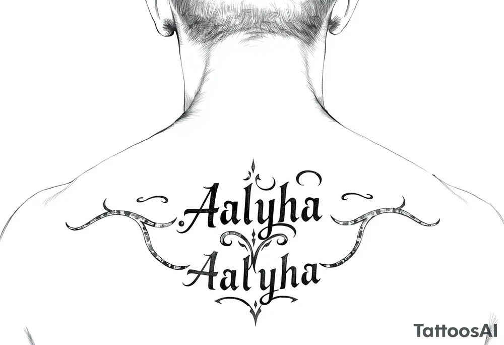 name is Aalyha, zodiac aquarius, white an black realistic thug tattoo idea
