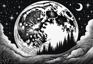 Picture of the night sky with moon tattoo idea