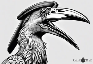 Scary shoebill stork tattoo idea