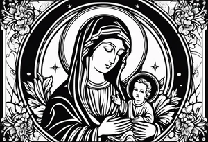 Floral, blessed virgin, abstract, beautiful, symbolic blessed virgin Mary, holy tattoo idea