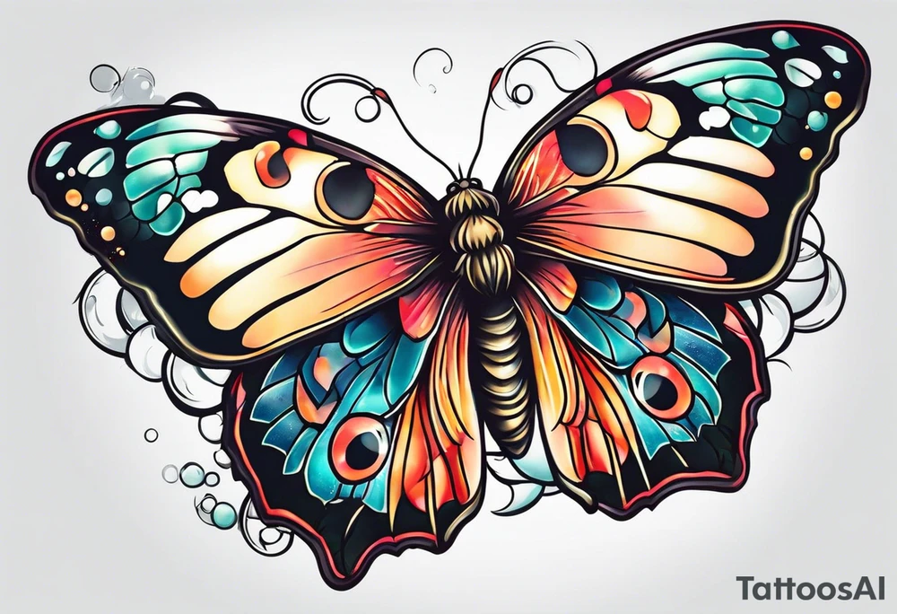 Bubbles moth branch tattoo idea