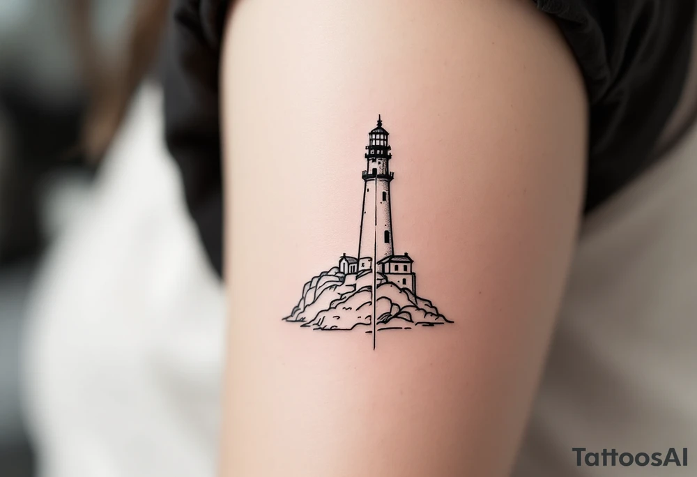 Lighthouse split in half tattoo idea