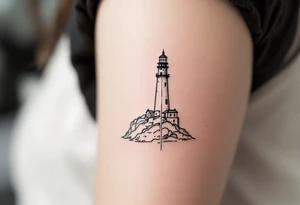 Lighthouse split in half tattoo idea