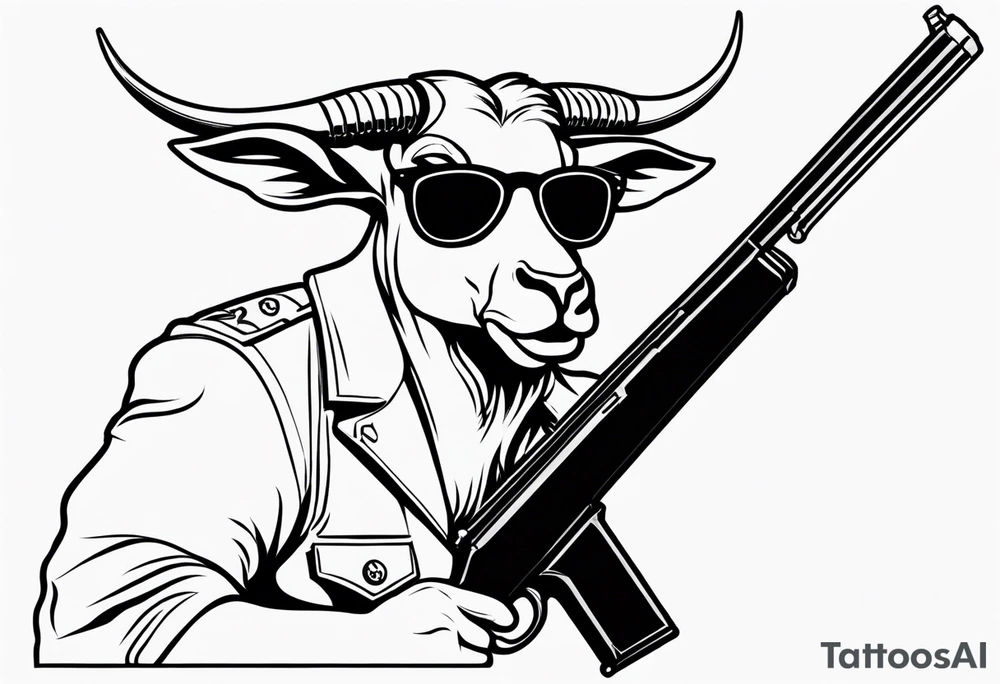 capricorn with sunglasses and shotgun tattoo idea