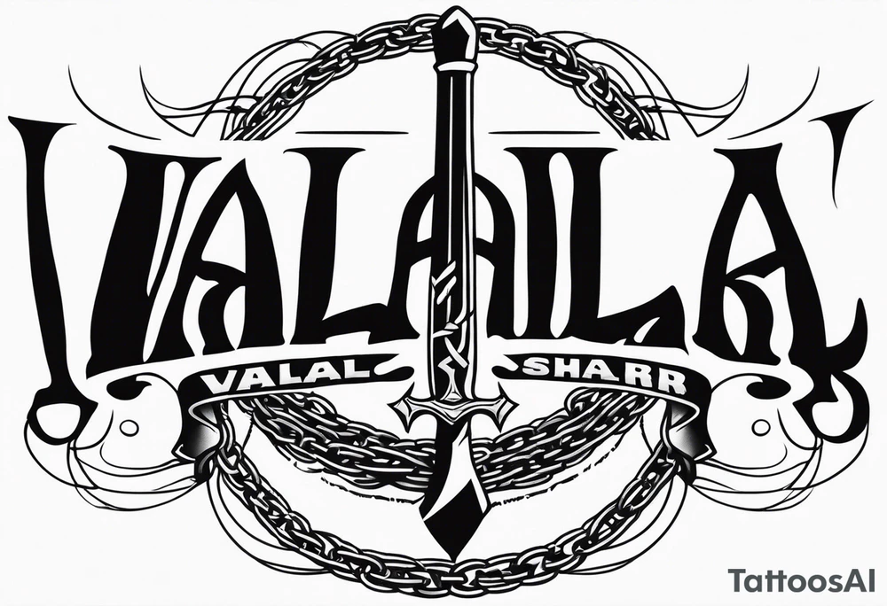 Valhalla sword shield barb wire chain tattoo idea