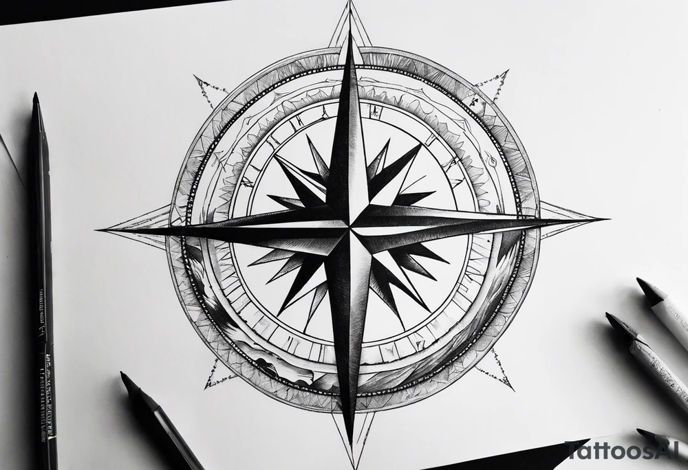 Half mountain. Half compass tattoo idea