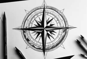 Half mountain. Half compass tattoo idea