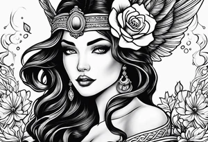 Black, female siren from a storybook tattoo idea