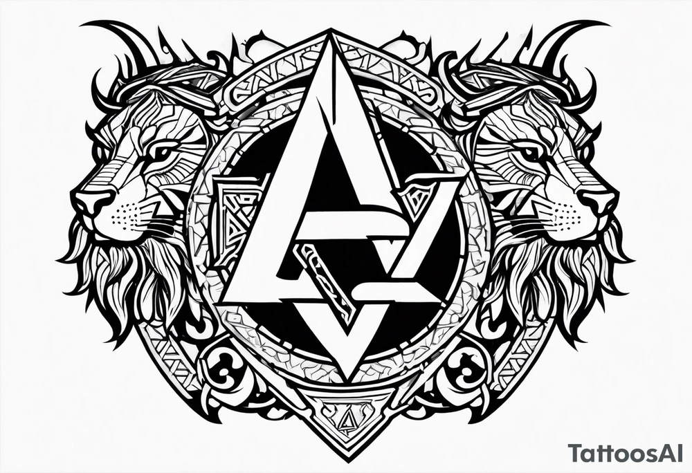 Valhalla shield sword valknut lion dragon tattoo idea