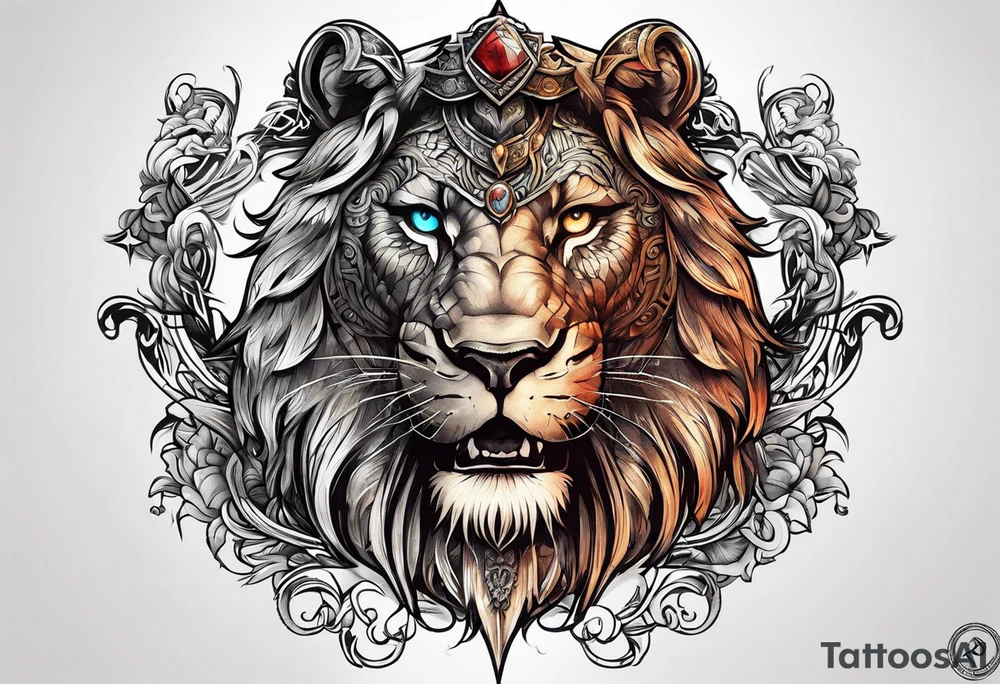 Cross, Vikings and a lion tattoo idea