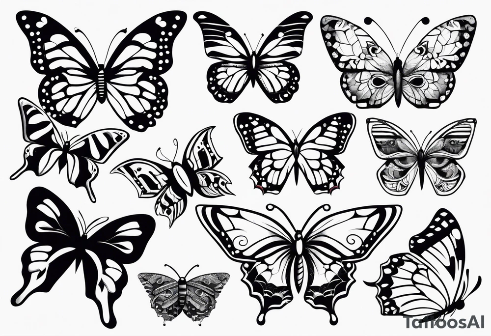 Variety of Butterflies flash sheet tattoos tattoo idea