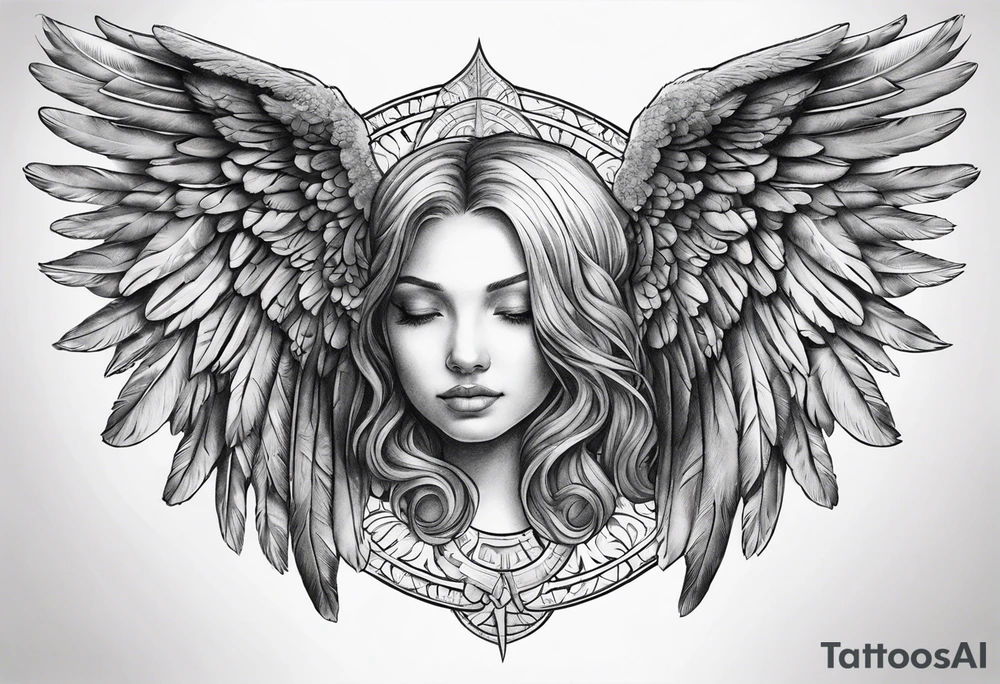 Angel Wings with the word Glenn in the middle tattoo idea