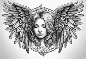 Angel Wings with the word Glenn in the middle tattoo idea