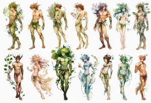 a male dryad beautiful and slender tattoo idea