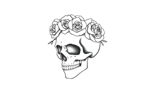 skull with crown of roses tattoo idea