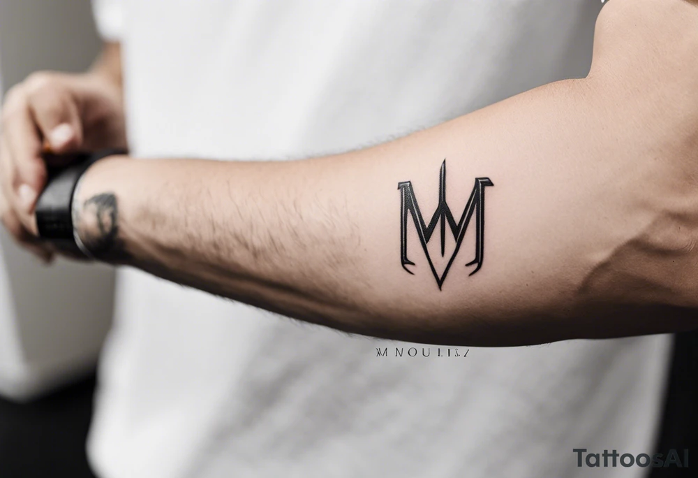 small tattoo on the forearm of a man with the initials MLJ, date of birth 22/09/22 in the style of a moluccan tattoo tattoo idea