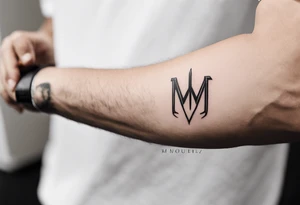 small tattoo on the forearm of a man with the initials MLJ, date of birth 22/09/22 in the style of a moluccan tattoo tattoo idea
