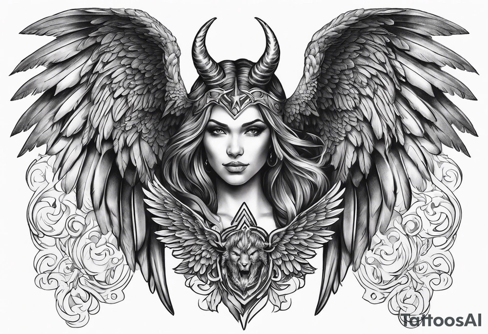 Devil with angel wings tattoo idea