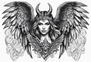 Devil with angel wings tattoo idea
