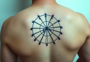 A Ferris wheel with tiny figures climbing it, representing Tris and Four’s iconic moment of trust and bravery, representing movie Divergent tattoo idea