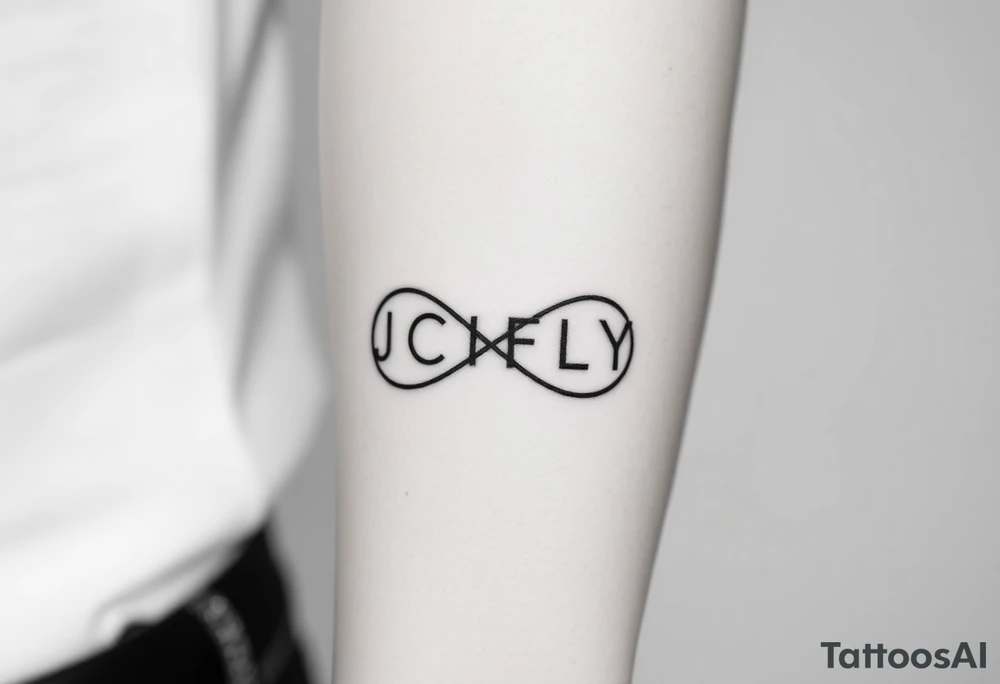 A small tattoo to go on my inner forearm with the letters JCIFLY in an infinity symbol shape tattoo idea