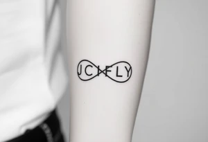 A small tattoo to go on my inner forearm with the letters JCIFLY in an infinity symbol shape tattoo idea