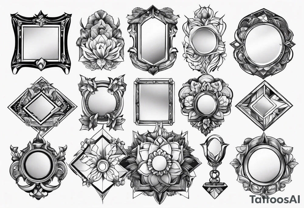 Variety of mirrors frames flash sheet tattoo idea