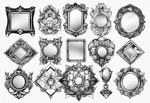 Variety of mirrors frames flash sheet tattoo idea