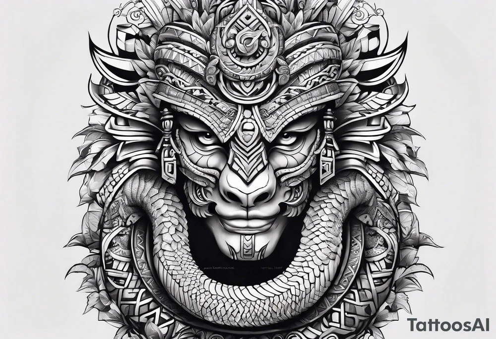 aztec snake sleeve tattoo idea