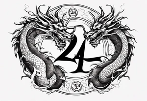 Number 24 with a Chinese dragon around it tattoo idea